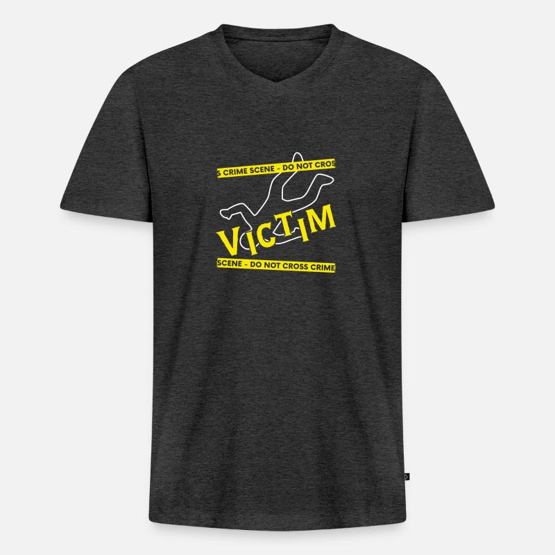 Spurensicherung - Kripo Polizei Kriminaltechnik - Männer Premium Bio T-Shirt mit V-Ausschnitt - Anthrazit meliert