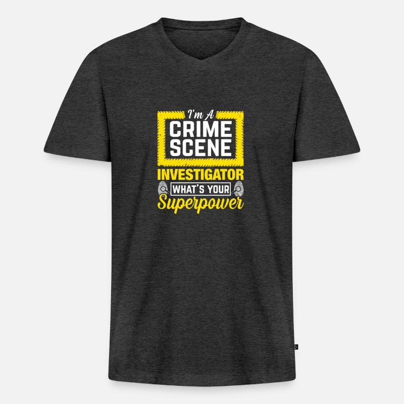 Spurensicherung - Kripo Polizei Kriminaltechnik - Männer Premium Bio T-Shirt mit V-Ausschnitt - Anthrazit meliert