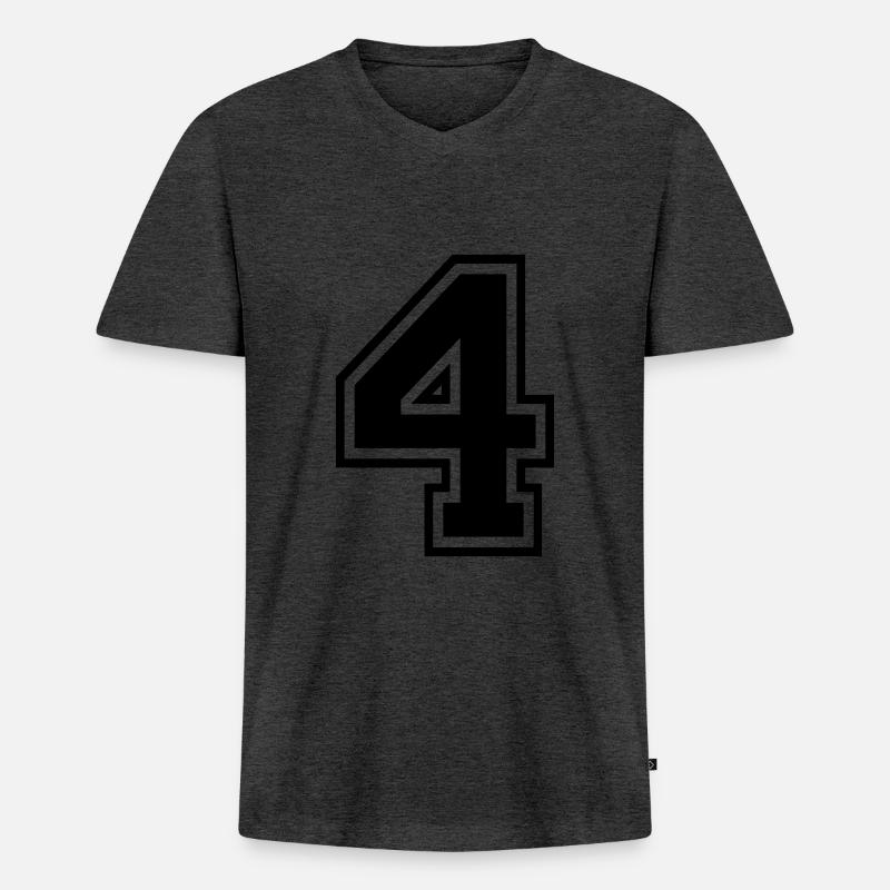 Nummer 4 - Männer Premium Bio T-Shirt mit V-Ausschnitt - Anthrazit meliert