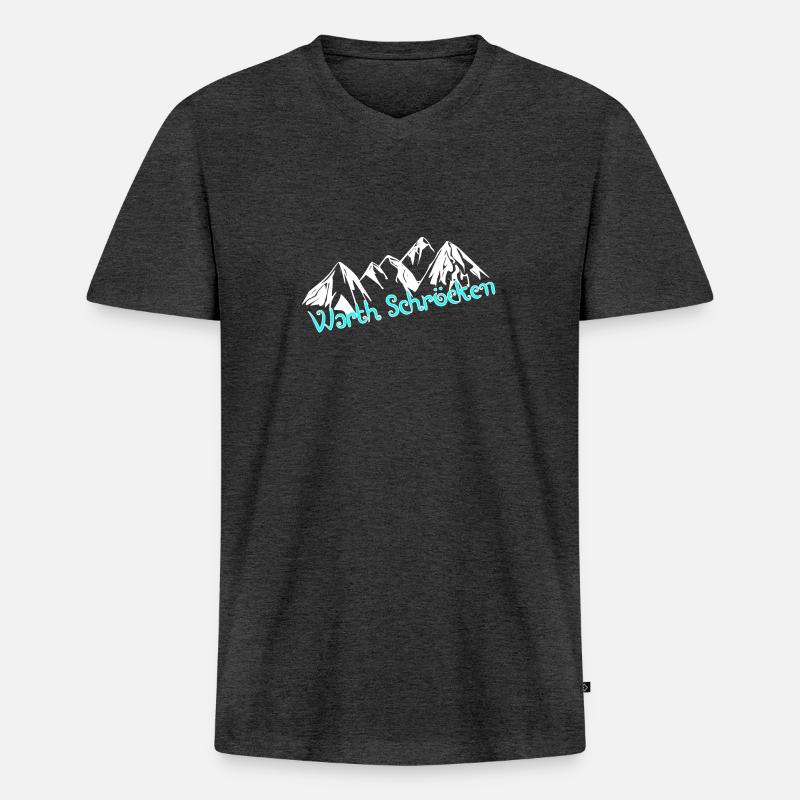 Warth Schröcken - Männer Premium Bio T-Shirt mit V-Ausschnitt - Anthrazit meliert