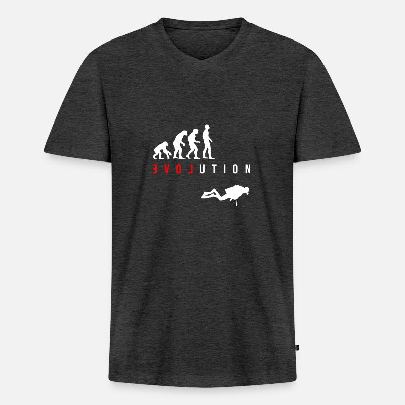 Tauchen LOVE Evolution als Geschenk - Männer Premium Bio T-Shirt mit V-Ausschnitt - Anthrazit meliert