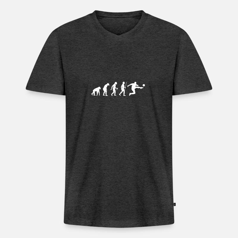 2572 Evolution Soccer - Männer Premium Bio T-Shirt mit V-Ausschnitt - Anthrazit meliert