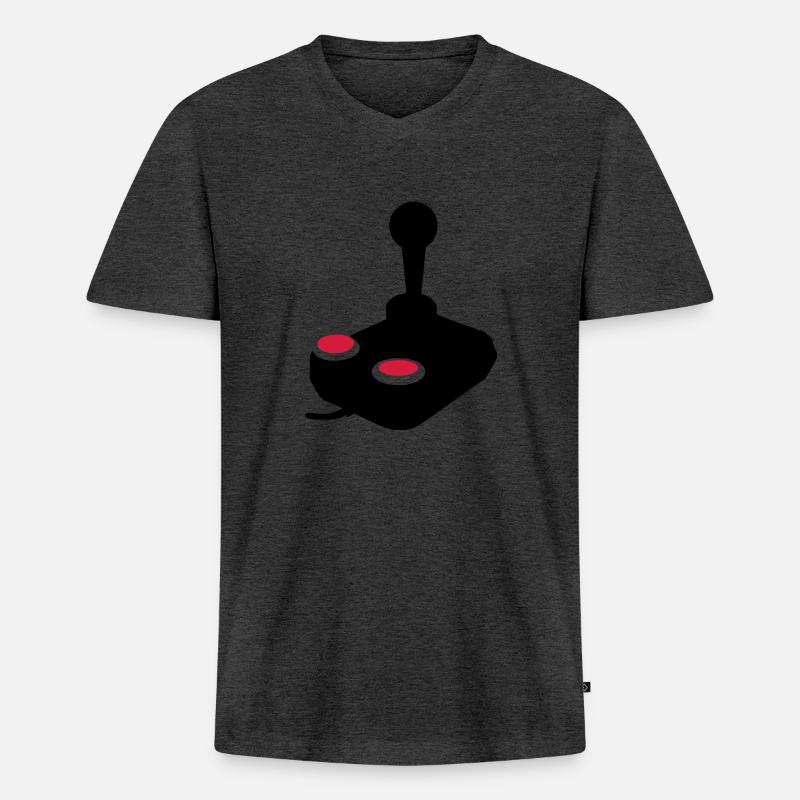 Joystick Videospiel-Joystick paddle1 - Männer Premium Bio T-Shirt mit V-Ausschnitt - Anthrazit meliert