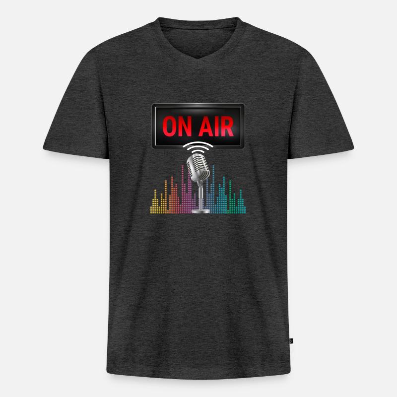 On Air - YT oder Podcast - Männer Premium Bio T-Shirt mit V-Ausschnitt - Anthrazit meliert