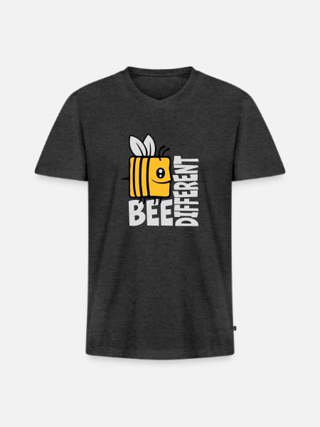 bee different saying quote - Men's Premium Organic T-shirt with V-neck - heather anthracite