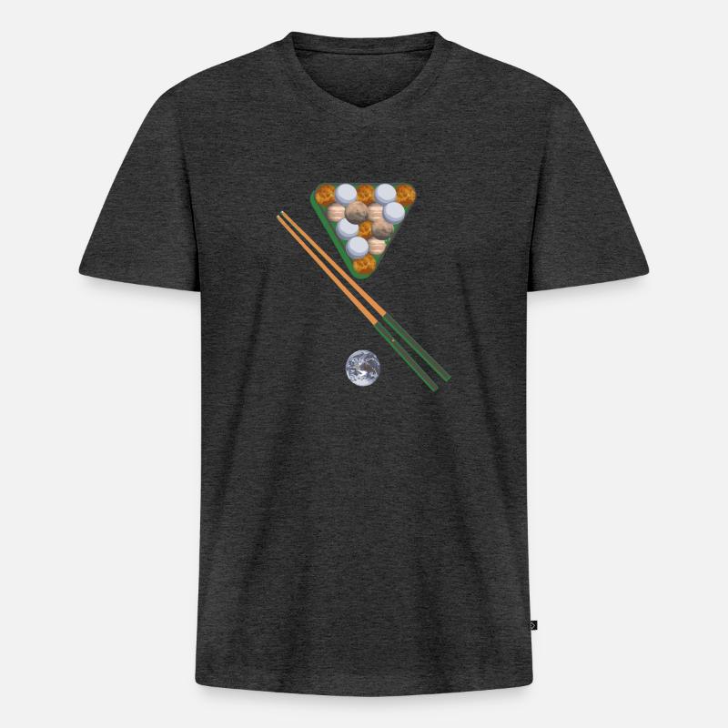 billard,planeten,planet,erde,spiel - Männer Premium Bio T-Shirt mit V-Ausschnitt - Anthrazit meliert