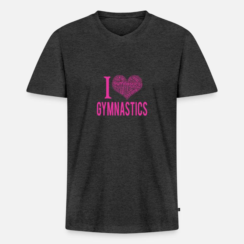 Lustiges ich-Herzgymnastikmädchen oder Turnerin-Muttergeschenk - Männer Premium Bio T-Shirt mit V-Ausschnitt - Anthrazit meliert