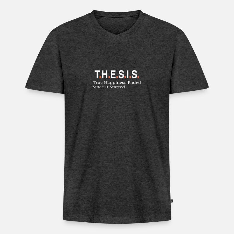 Top-Spaß-Post-Absolvent-Glück beendete These PHD-Geschenk - Männer Premium Bio T-Shirt mit V-Ausschnitt - Anthrazit meliert