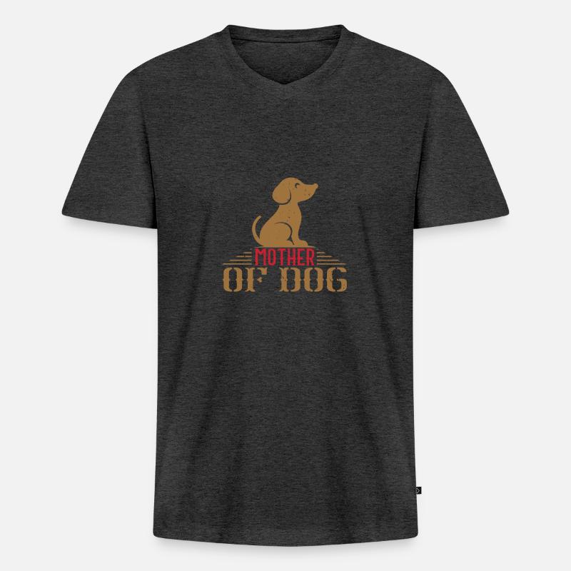 Mutter eines Hundes - Männer Premium Bio T-Shirt mit V-Ausschnitt - Anthrazit meliert