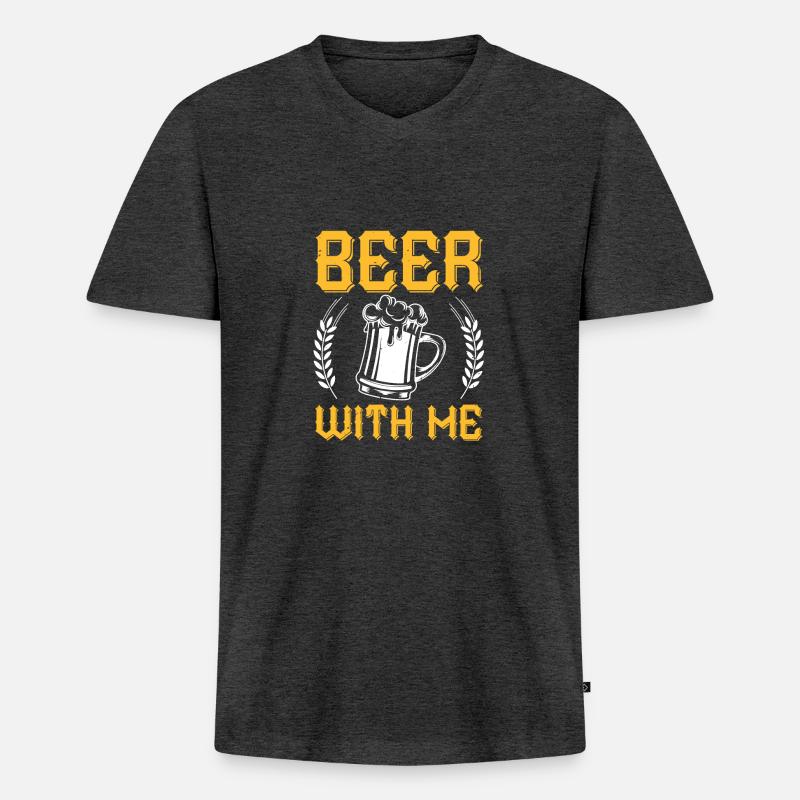 BIER MIT MIR - Männer Premium Bio T-Shirt mit V-Ausschnitt - Anthrazit meliert
