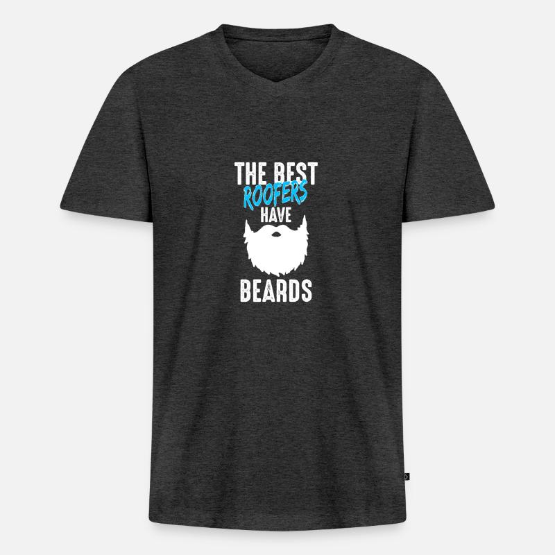 Dachdeckermeister Dachdecker Bart Geschenk - Männer Premium Bio T-Shirt mit V-Ausschnitt - Anthrazit meliert