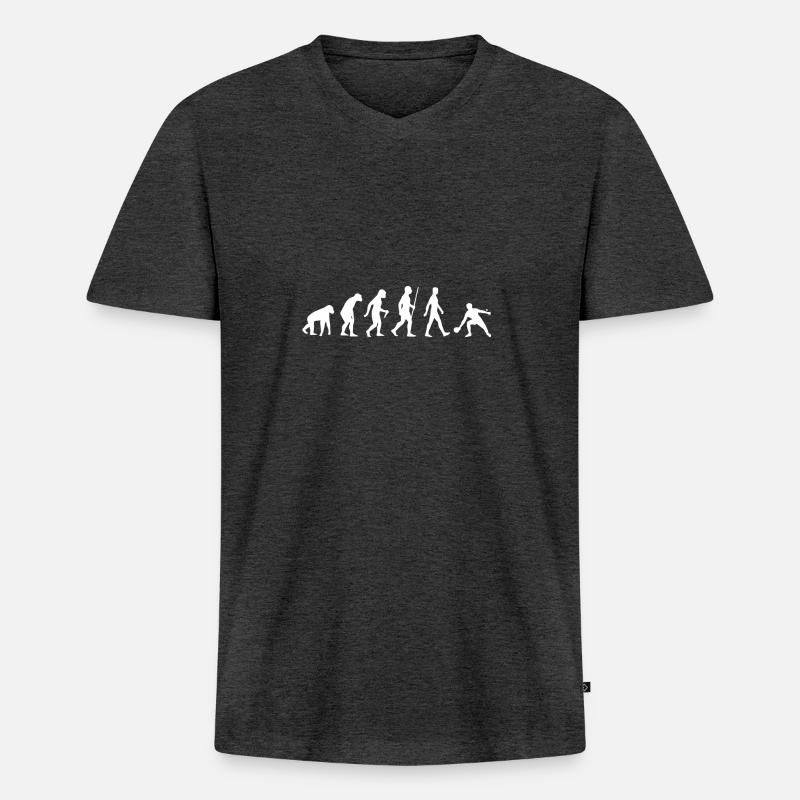 Table Tennis - Evolution - Development - Gift - Men's Premium Organic T-shirt with V-neck - heather anthracite