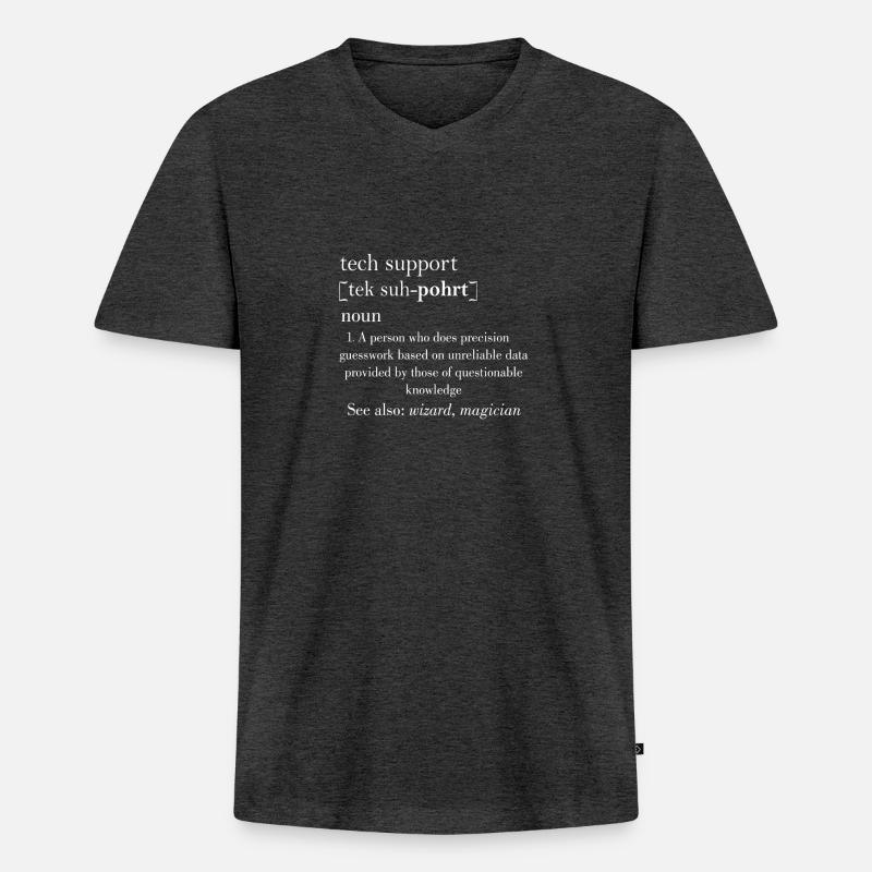 Tech support|Geschenkidee - Männer Premium Bio T-Shirt mit V-Ausschnitt - Anthrazit meliert