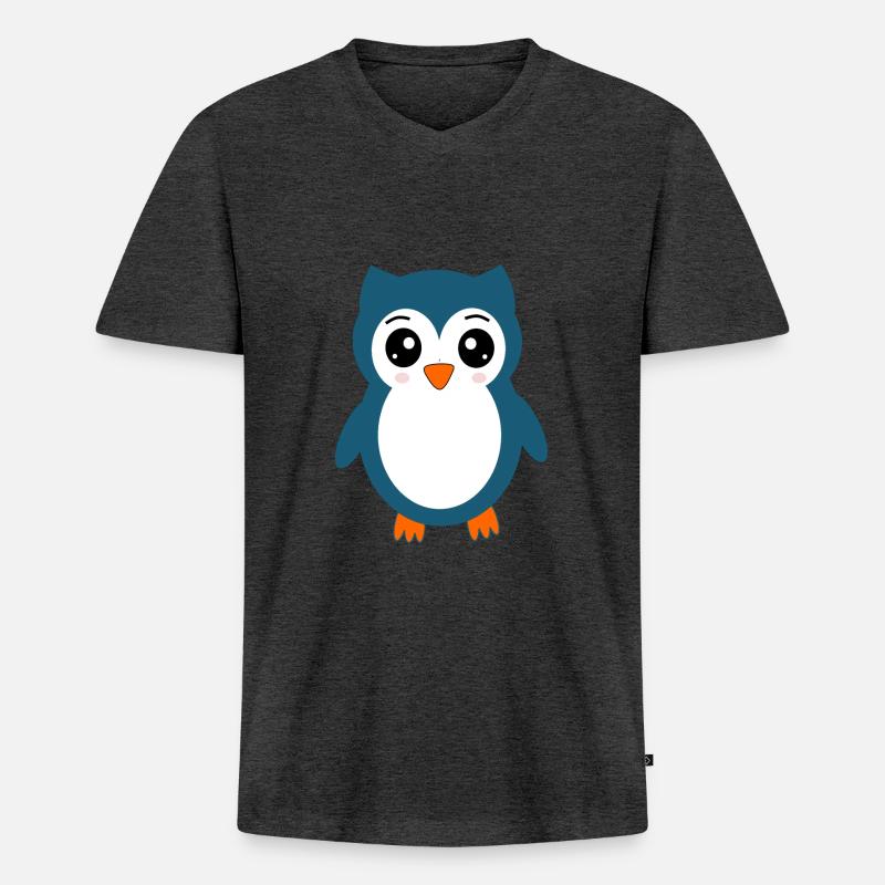Eule blaue Eule - Männer Premium Bio T-Shirt mit V-Ausschnitt - Anthrazit meliert