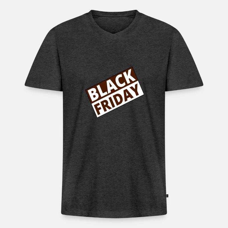 Black Friday - Männer Premium Bio T-Shirt mit V-Ausschnitt - Anthrazit meliert