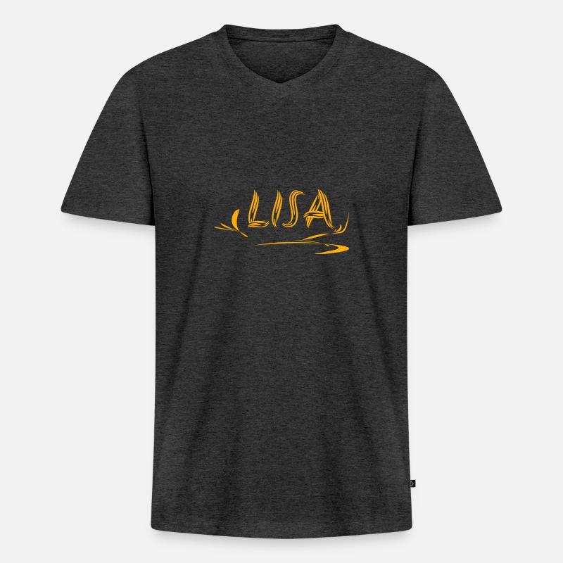 Lisa - Männer Premium Bio T-Shirt mit V-Ausschnitt - Anthrazit meliert