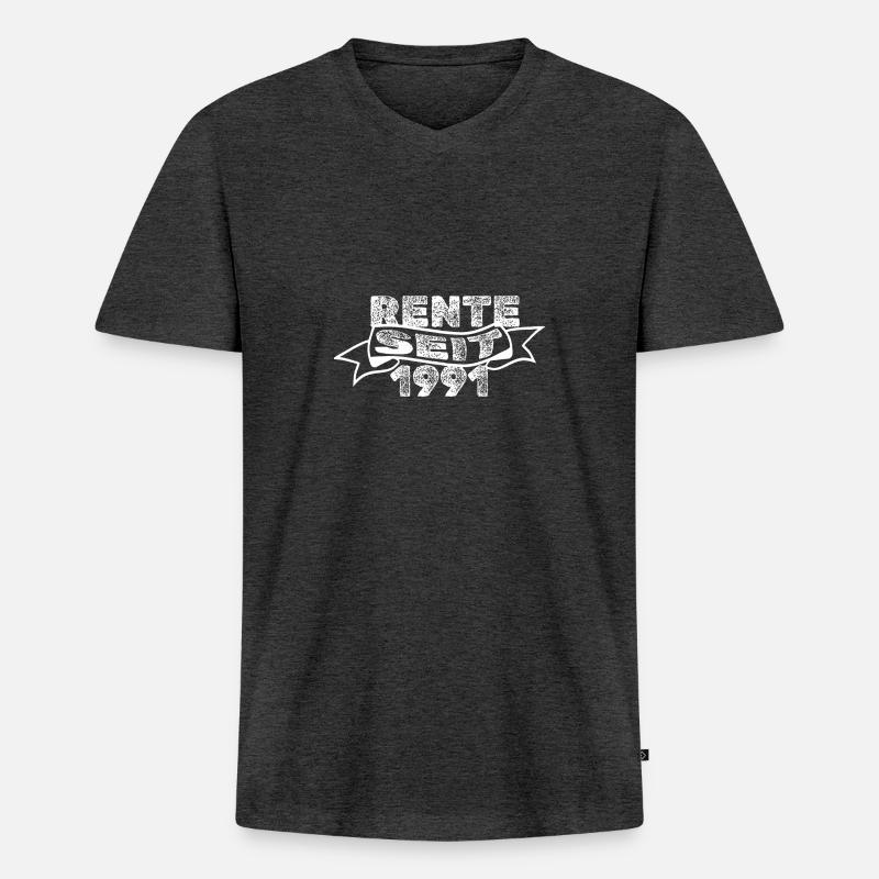 Rente 1991 - Männer Premium Bio T-Shirt mit V-Ausschnitt - Anthrazit meliert