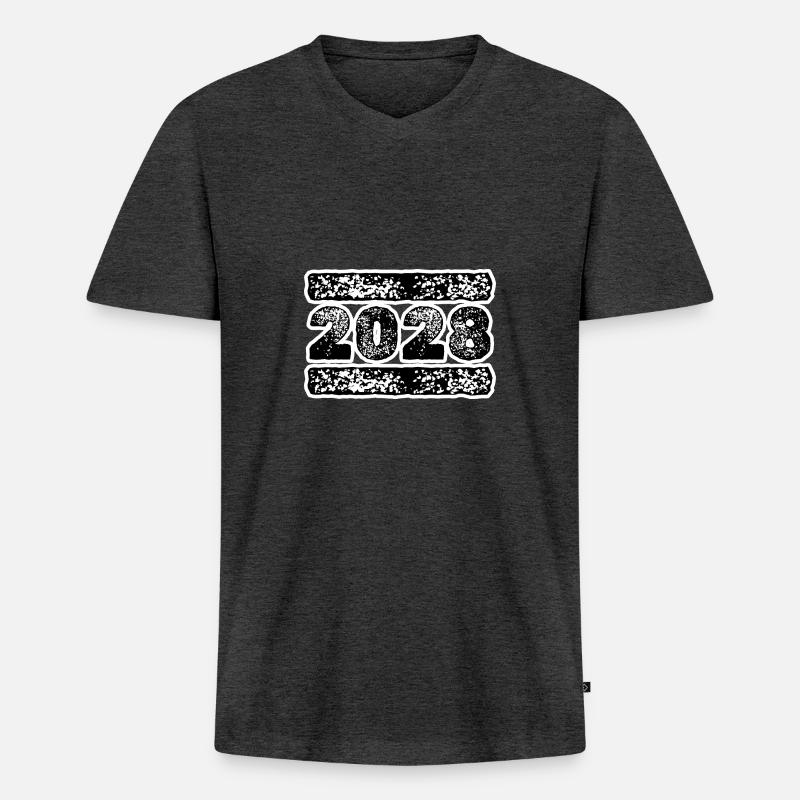 2028 2028 - Männer Premium Bio T-Shirt mit V-Ausschnitt - Anthrazit meliert