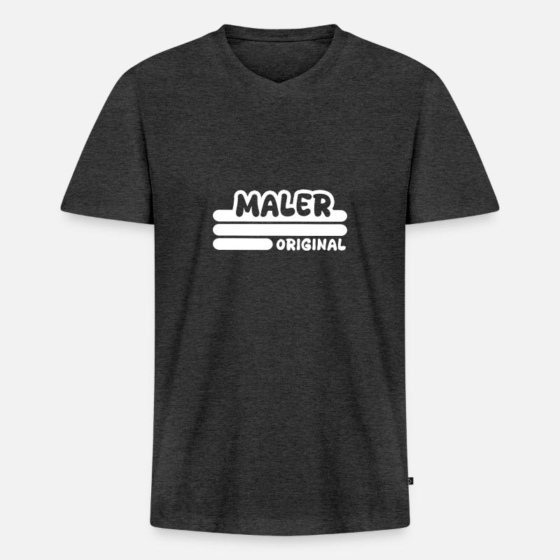 Beruf Maler - Männer Premium Bio T-Shirt mit V-Ausschnitt - Anthrazit meliert