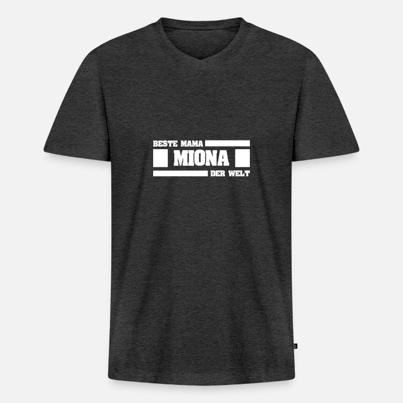 Miona als Mutter - Männer Premium Bio T-Shirt mit V-Ausschnitt - Anthrazit meliert
