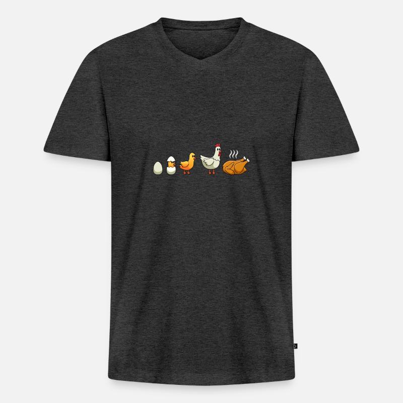 Hühner Evolution Huhn Hühnerhalter Hühner - Männer Premium Bio T-Shirt mit V-Ausschnitt - Anthrazit meliert