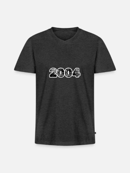 2004 - Men's Premium Organic T-shirt with V-neck - heather anthracite