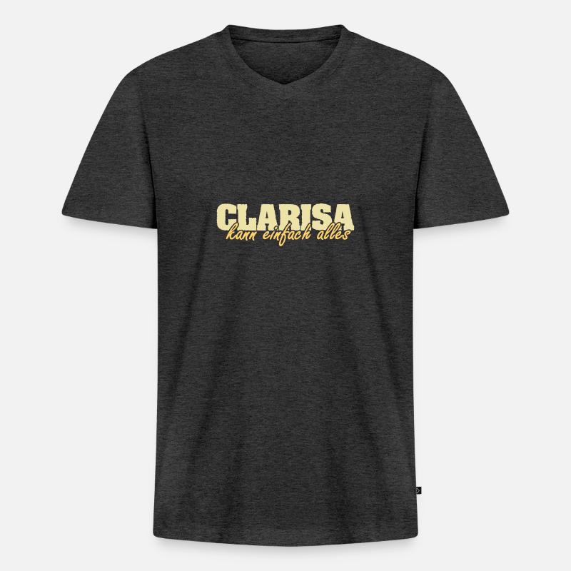 Frau Clarisa - Männer Premium Bio T-Shirt mit V-Ausschnitt - Anthrazit meliert