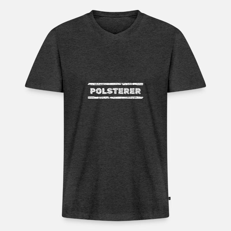 Beruf Polsterer - Männer Premium Bio T-Shirt mit V-Ausschnitt - Anthrazit meliert