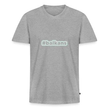 Balkan Slav Brate Herkunft Urlaub Serbien - Männer Premium Bio T-Shirt mit V-Ausschnitt - Grau meliert - Vorne