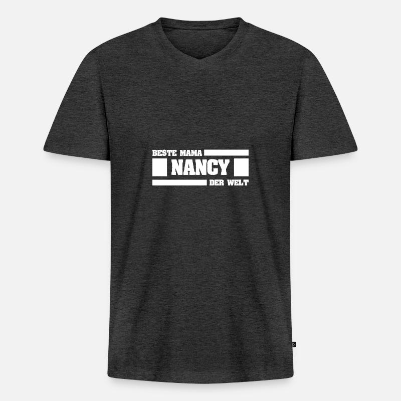 Mutter Nancy - Männer Premium Bio T-Shirt mit V-Ausschnitt - Anthrazit meliert