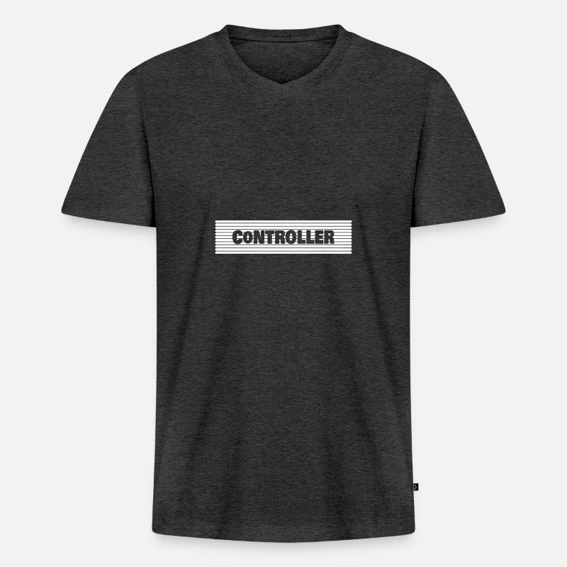 Beruf Controller - Männer Premium Bio T-Shirt mit V-Ausschnitt - Anthrazit meliert