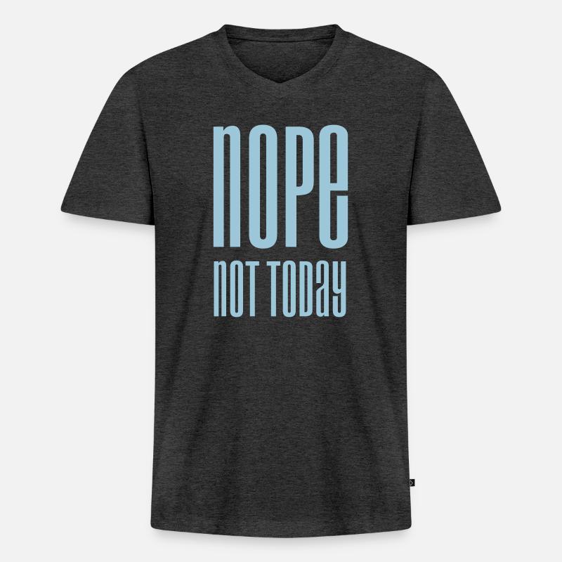 Nope not today - Männer Premium Bio T-Shirt mit V-Ausschnitt - Anthrazit meliert