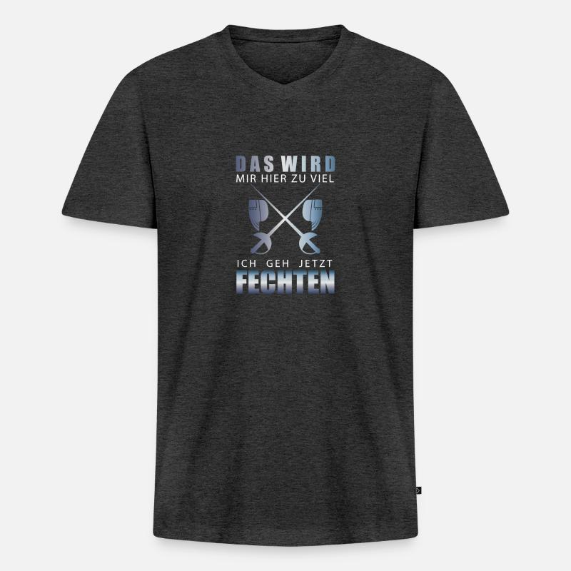 Fechten - Männer Premium Bio T-Shirt mit V-Ausschnitt - Anthrazit meliert
