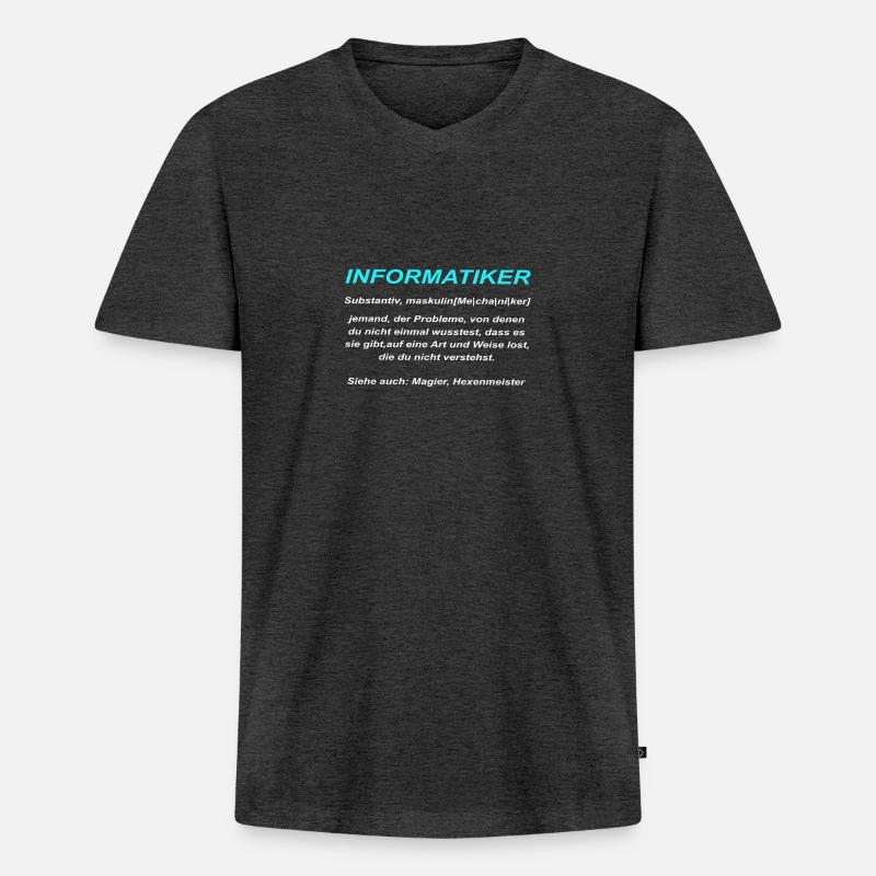 Computer (Definition) - Männer Premium Bio T-Shirt mit V-Ausschnitt - Anthrazit meliert