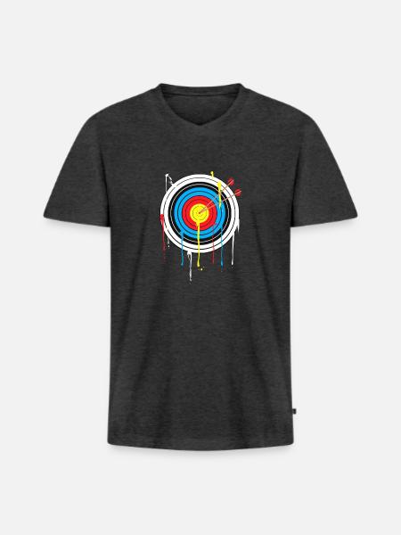 Zielscheibe Bogenschießen Compound Recurvebogen - Männer Premium Bio T-Shirt mit V-Ausschnitt - Anthrazit meliert