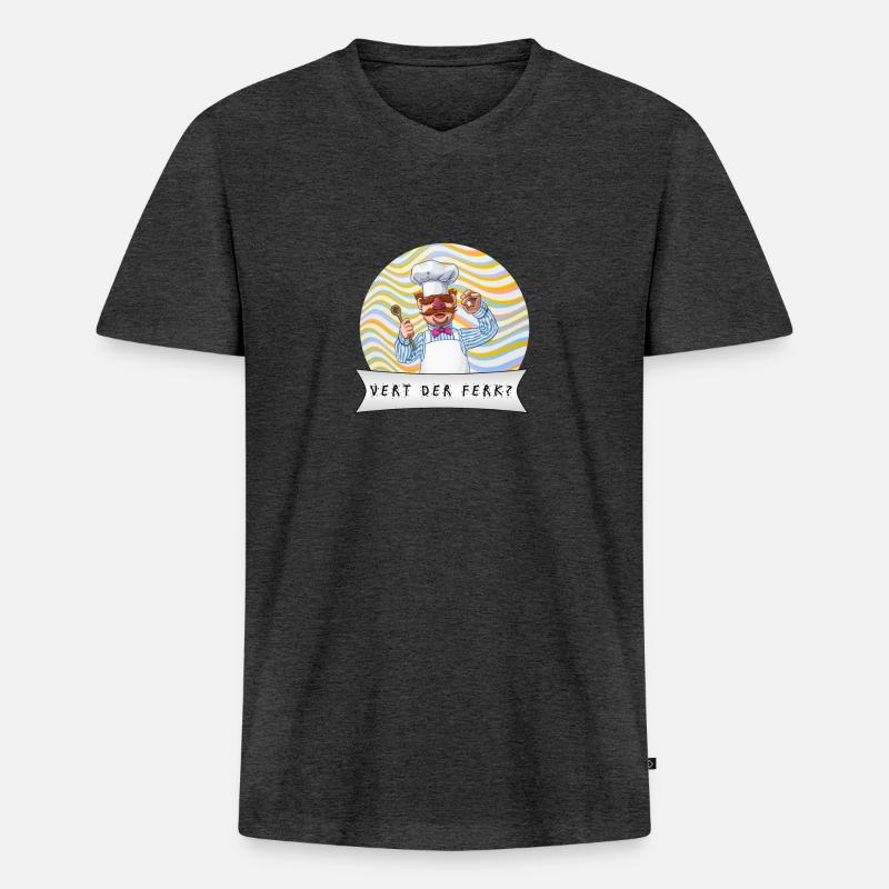 Vert der Ferk - Männer Premium Bio T-Shirt mit V-Ausschnitt - Anthrazit meliert