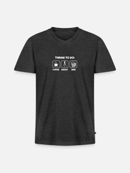 Unternehmungen: Coffee Umfrage Bier - Männer Premium Bio T-Shirt mit V-Ausschnitt - Anthrazit meliert