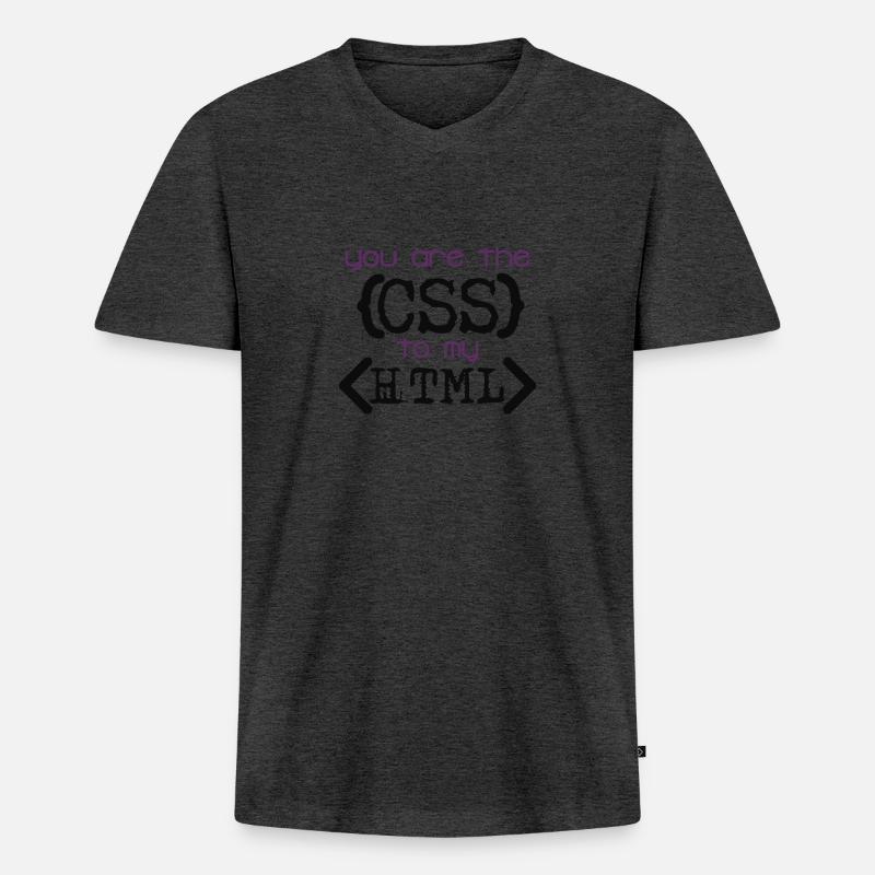 Css zu Html - Männer Premium Bio T-Shirt mit V-Ausschnitt - Anthrazit meliert