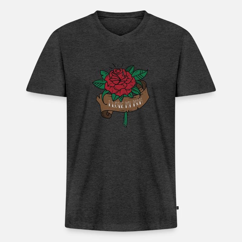 Ich liebe Dich Mutter Mama - Männer Premium Bio T-Shirt mit V-Ausschnitt - Anthrazit meliert