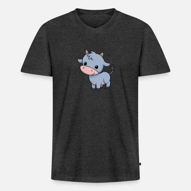 Taurus Sternzeichen Stier - Männer Premium Bio T-Shirt mit V-Ausschnitt - Anthrazit meliert