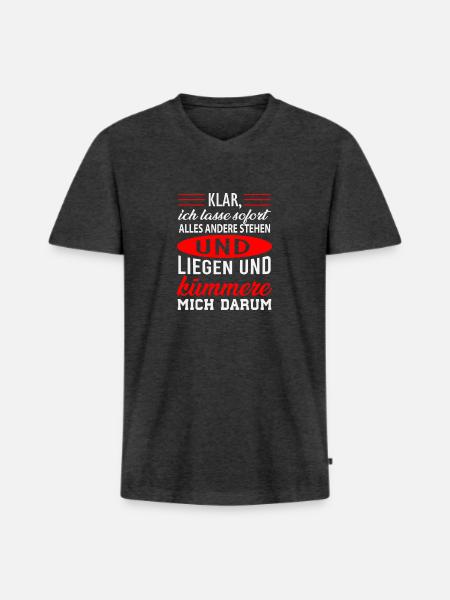 Lustiger Spruch Arbeit - Männer Premium Bio T-Shirt mit V-Ausschnitt - Anthrazit meliert