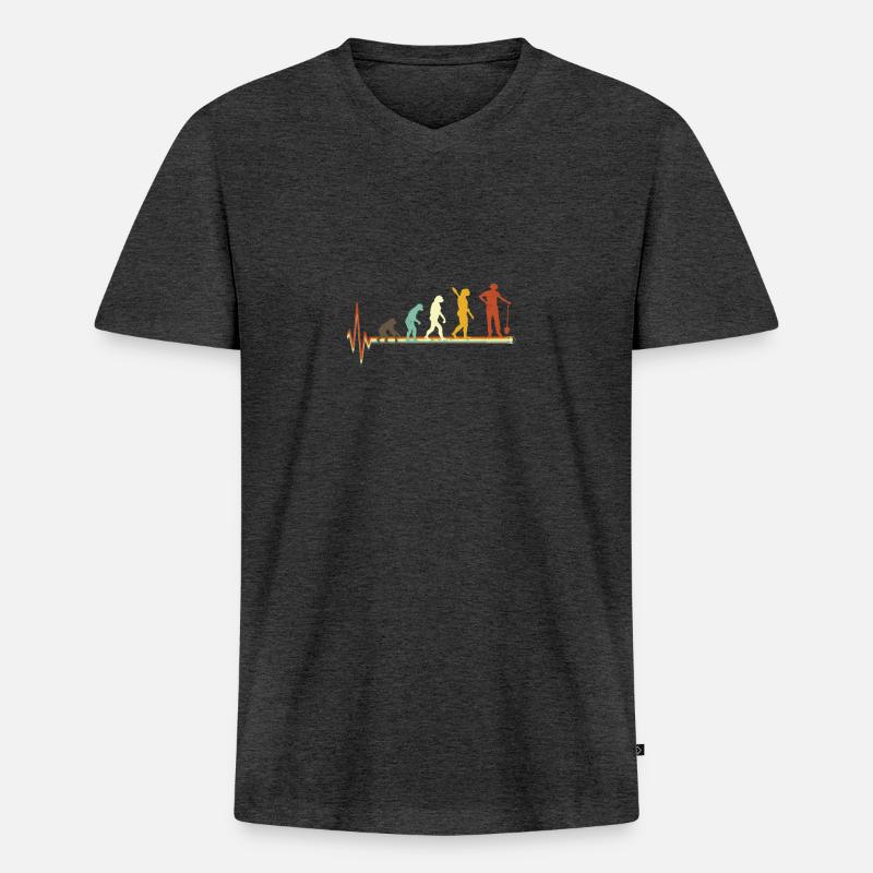 Gärtner Evolution Fun Shirt - Männer Premium Bio T-Shirt mit V-Ausschnitt - Anthrazit meliert