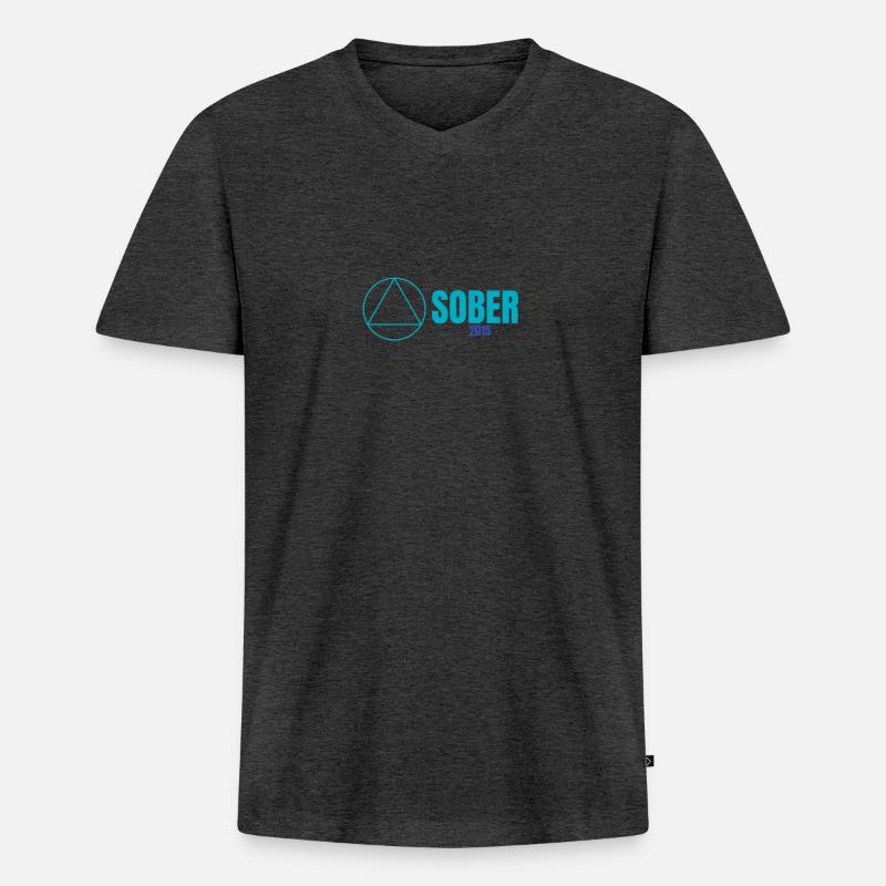 Alcoholics Anonymous Sober 2015 - Männer Premium Bio T-Shirt mit V-Ausschnitt - Anthrazit meliert