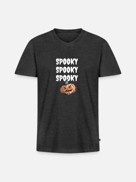 Spooky Pumpkin - Männer Premium Bio T-Shirt mit V-Ausschnitt - Anthrazit meliert