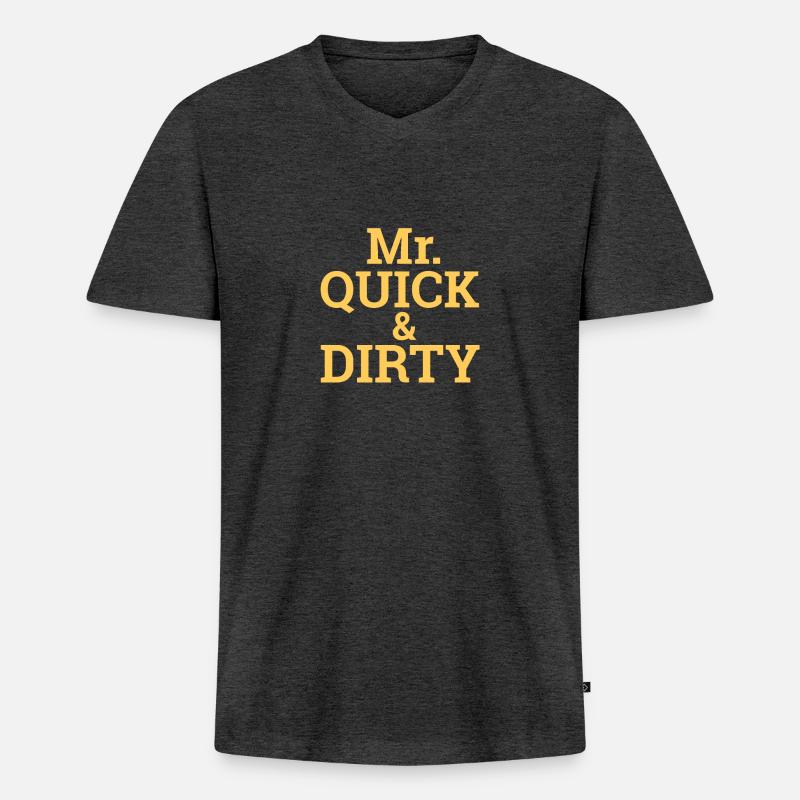 "Quick and Dirty" | Programming, Developer - Männer Premium Bio T-Shirt mit V-Ausschnitt - Anthrazit meliert