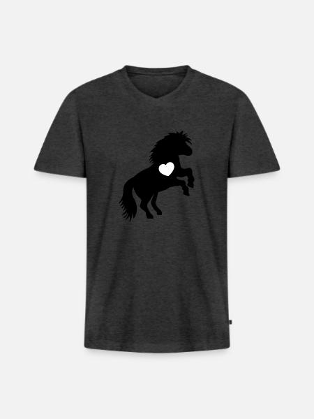 HORSE 8 HEART - Men's Premium Organic T-shirt with V-neck - heather anthracite