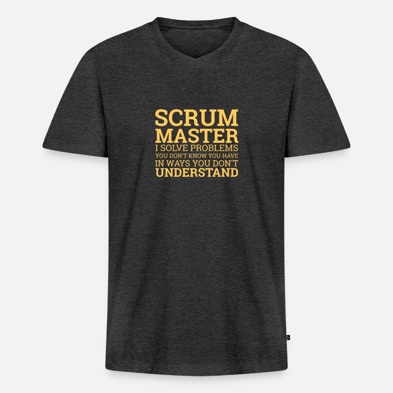 "Scrum Master" | Programmierer - Männer Premium Bio T-Shirt mit V-Ausschnitt - Anthrazit meliert