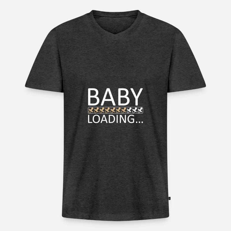 Baby loading please wait Geschenkidee - Männer Premium Bio T-Shirt mit V-Ausschnitt - Anthrazit meliert