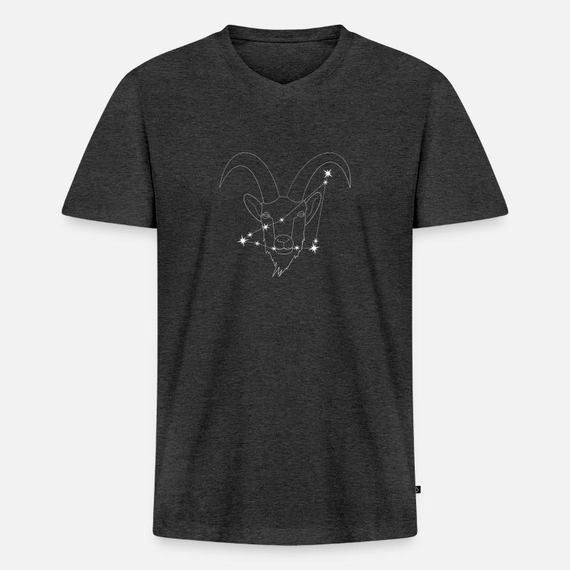 Steinbock Sternbild/Sternzeichen - Männer Premium Bio T-Shirt mit V-Ausschnitt - Anthrazit meliert