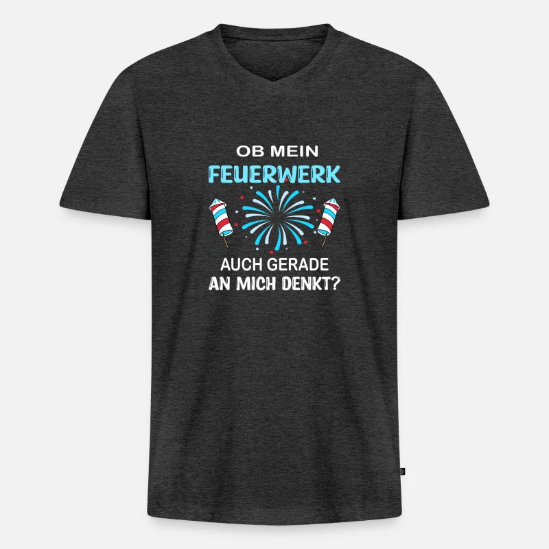 PYROTECHNIK PYROTECHNIKER - Männer Premium Bio T-Shirt mit V-Ausschnitt - Anthrazit meliert